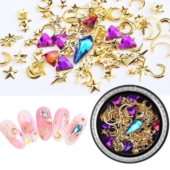 6 Boxes 3d Nail Rhinestones And Studs Gold Nail Rivets Set Nail Crystals - Picture 3 of 6